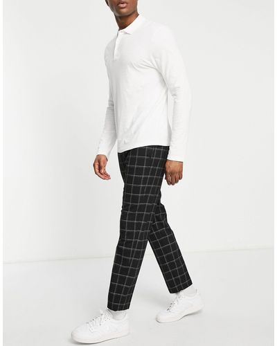 River Island Relaxed Check Trousers - Black