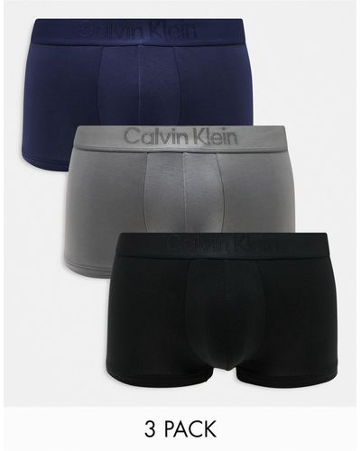 Calvin Klein – ck black – 3er-pack unterhosen mit niedrigem bund - Blau