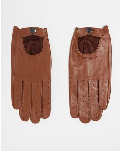 Barneys Originals Tan Real Leather Driving Gloves - Brown