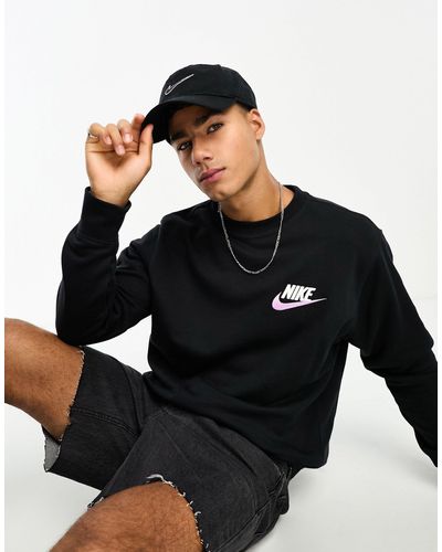 Nike Sudadera negra con cuello redondo club fleece - Negro