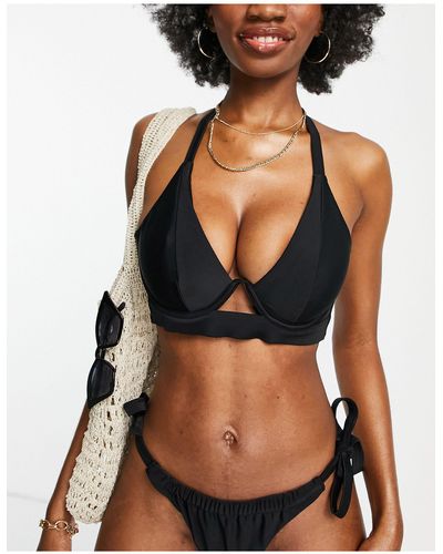 Ivory Rose Fuller Bust Mix And Match Super Plunge Banded Bikini Top - Black