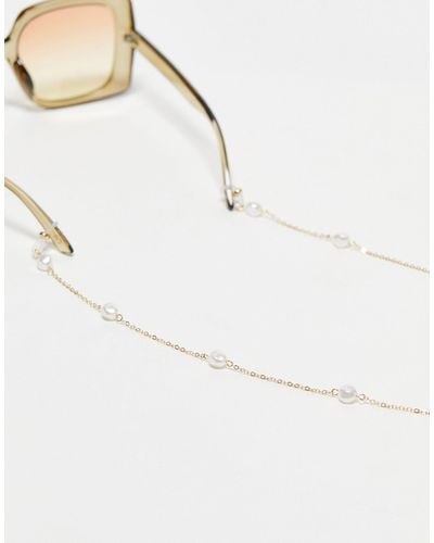 ASOS Sunglasses Chain With Faux Freshwater Pearl Design - Natural