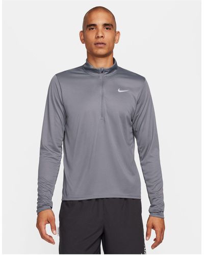 Nike Top gris con media cremallera dri-fit pacer