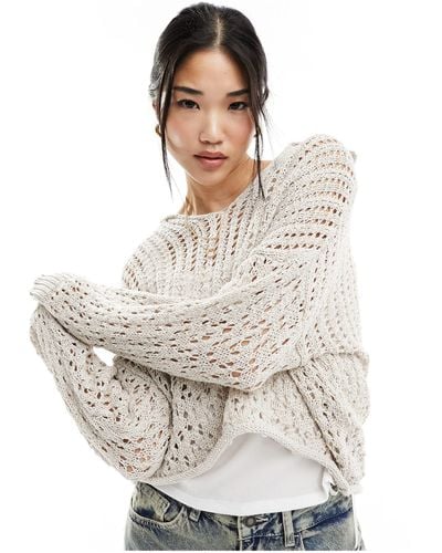 Cotton On Cotton On Crochet Pullover Sweater - White