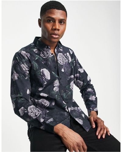 Bolongaro Trevor Katoenen Slim-fit Overhemd Met Bloemenprint - Zwart