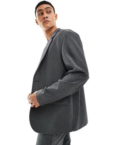 ASOS Oversized Shimmer Suit Jacket - Grey