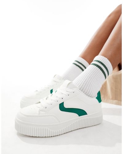 London Rebel Sneakers bianche e verdi con pannelli e suola scolpita - Neutro