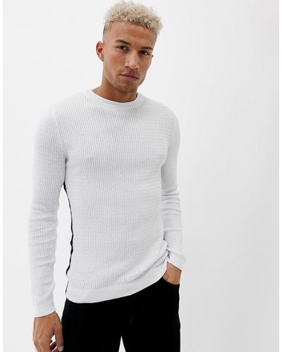 River Island Muscle Fit Trui In Wit