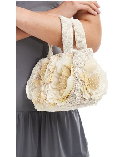 ASOS Floral 3d Embellished Grab Bag - White