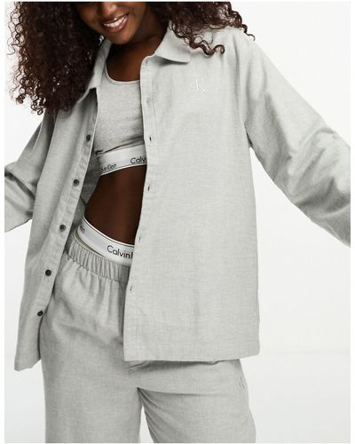 Calvin Klein Chemise confort boutonnée en flanelle - Blanc