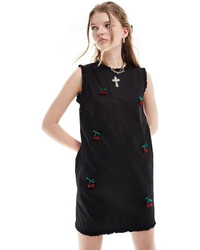 Sister Jane Cherry Embellished Mini Dress - Black