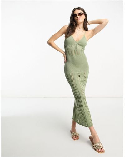 Flook Premium Aura Crochet Maxi Beach Summer Dress - Green