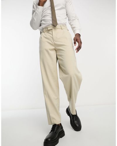 New Look Relaxed Fit Suit Trousers - Natural