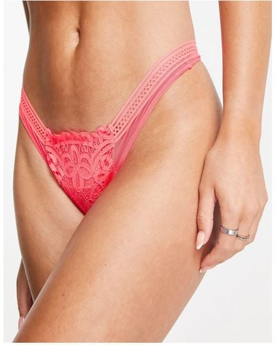 Figleaves Harper Geometric Lace Thong - Pink
