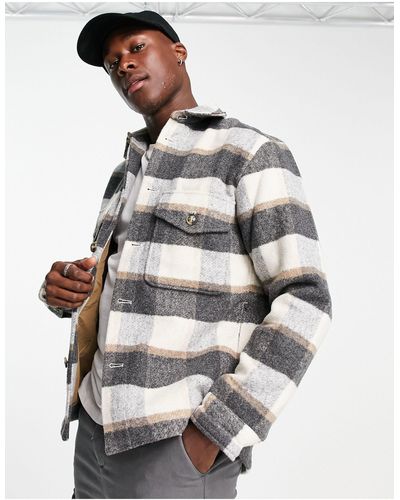 SELECTED Lined Check Jacket - Grey