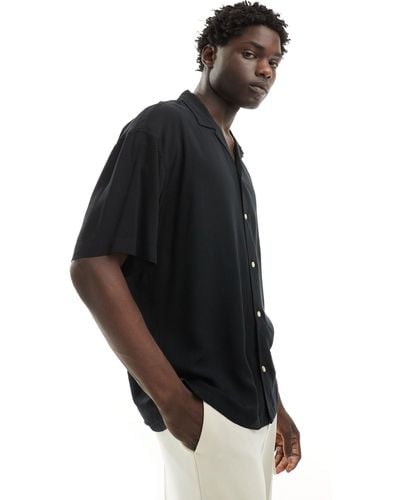 ADPT Oversized Revere Collar Shirt - Black