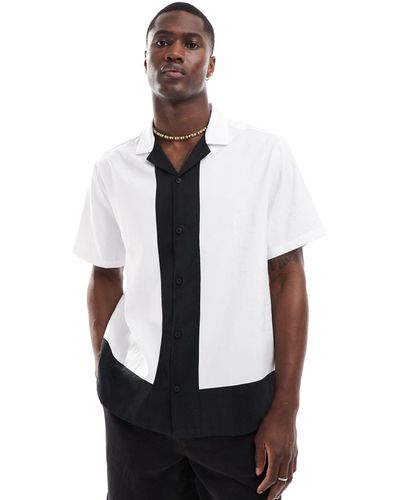 ASOS Oversized Shirt With Black Contrast Panels - White