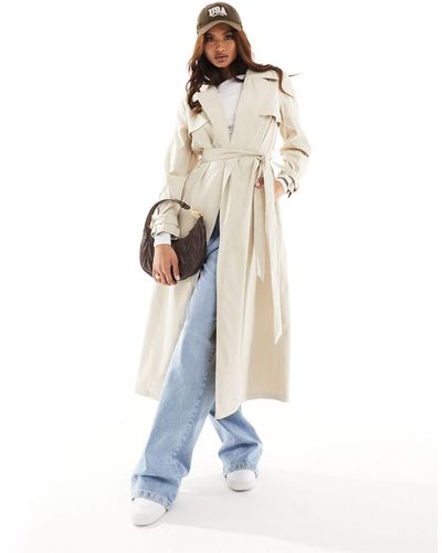In The Style Tie Waist Trench Coat - Blue