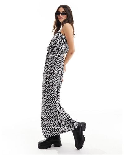 ONLY Strappy Maxi Dress With Graphic Print - White