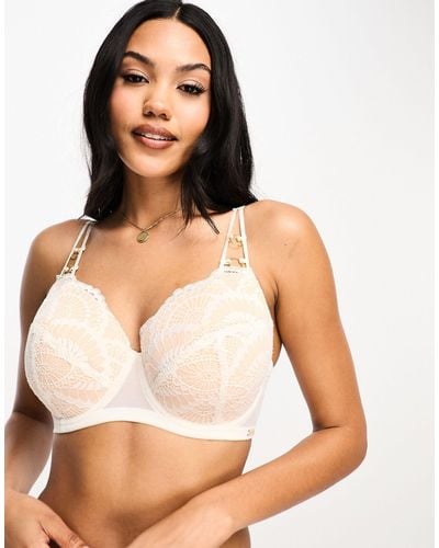 We Are We Wear Fuller Bust Padded Plunge Bra With Hardware Detail - White