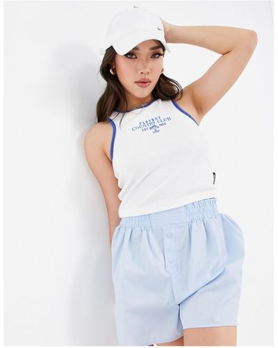 Missguided Playboy Sports Co-ord Waffle Racer Crop Top - White