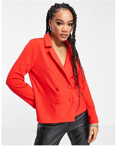 Rebellious Fashion Double Breasted Blazer - Red