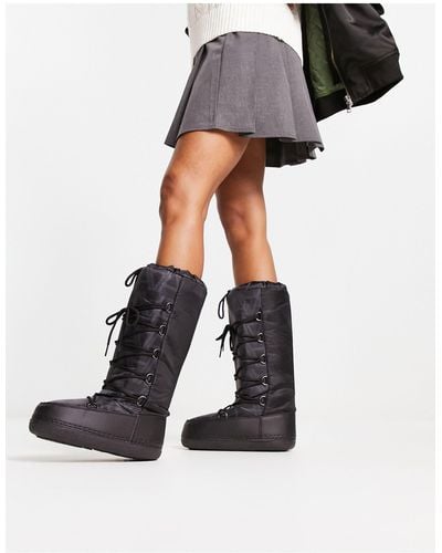 Truffle Collection High Leg Snow Boots - Black