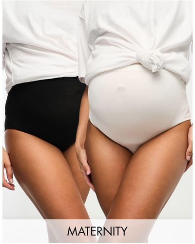 Mama.licious Mamalicious maternity - confezione da 2 paia di slip premaman contenitivi a vita alta bianco e nero