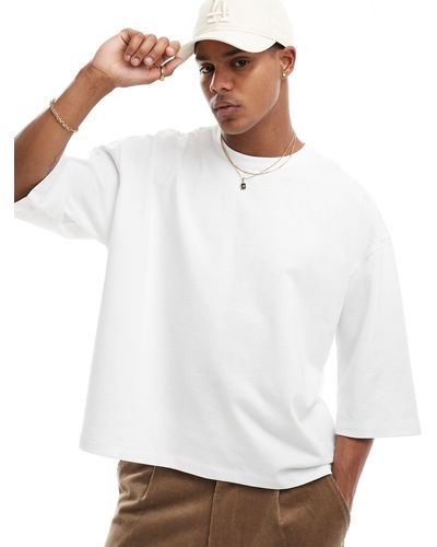 ASOS Oversized Heavyweight Boxy Half Sleeve T-shirt - White