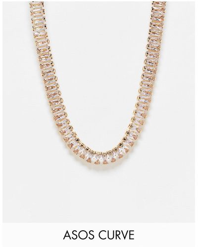 ASOS Curve Necklace With Cubic Zirconia Crystal Design - White