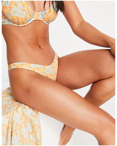 Rhythm Goldie - slip bikini sgambato color albicocca a fiori - Multicolore