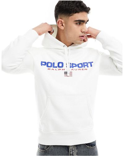 Polo Ralph Lauren Sport capsule - sweat à capuche avec logo sur le devant - Blanc