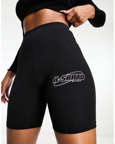 Il Sarto Oversized Logo legging Shorts Co-ord - Black