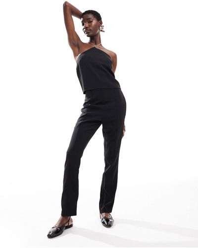 Calvin Klein Pantalon droit ajusté avec détail chaîne à la taille - Noir