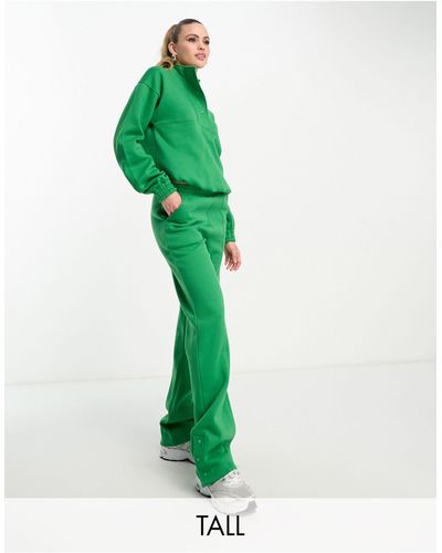 Threadbare Tall Maddy Panelled Trackies With Poppers - Green