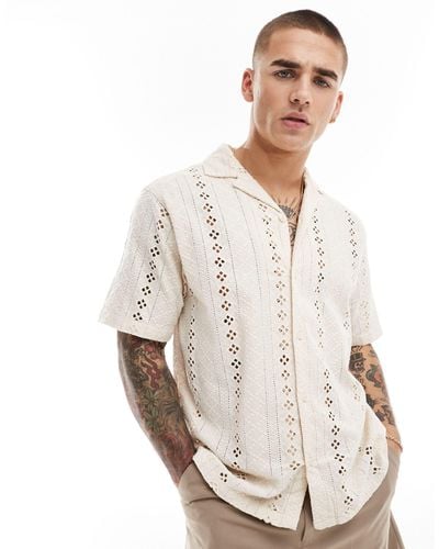 River Island Crochet Revere Shirt - White