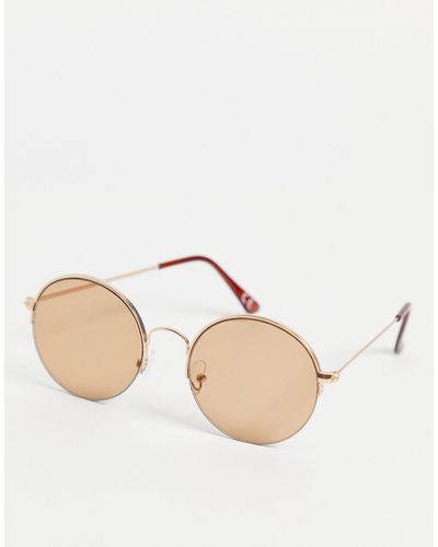 ASOS 70s Round Sunglasses With Light Brown Lens - Multicolour