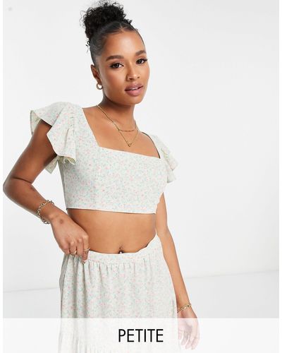 Collective The Label Frill Shoulder Crop Top - Multicolour