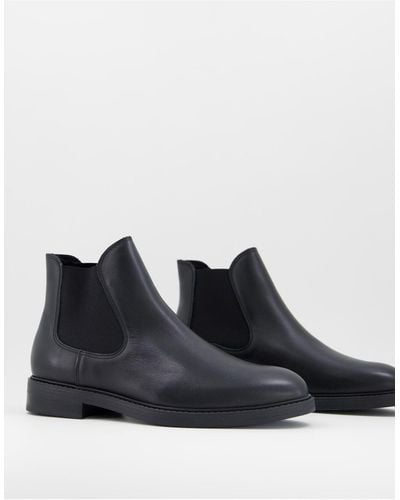 SELECTED Leren Chelsea Boots - Zwart