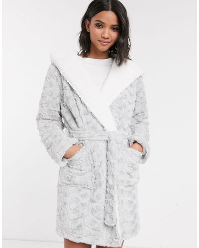 TOPSHOP Grey Swirl Fur Dressing Gown