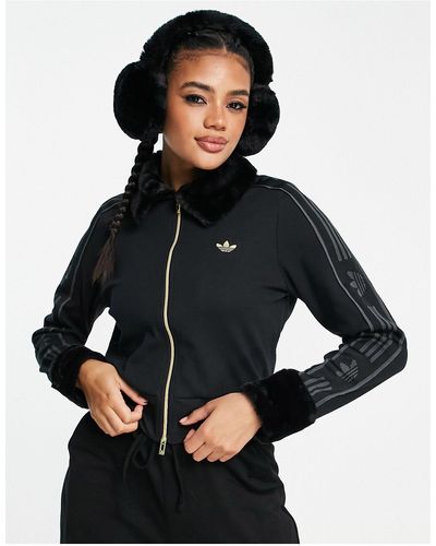 adidas Originals Ski chic - giacca sportiva nera a coste con finiture morbide - Nero