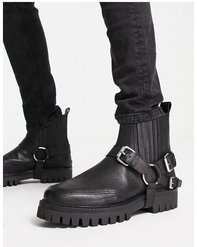 ASRA Bruno Detachable Harness Chelsea Boots - Black