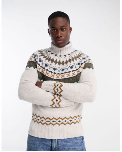 Barbour Roose Fair Isle Rollneck Jumper - White