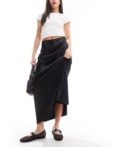 Miss Selfridge Liquid Satin Bias Maxi Skirt - Black