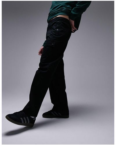TOPMAN Belted Cargo Trousers - Black