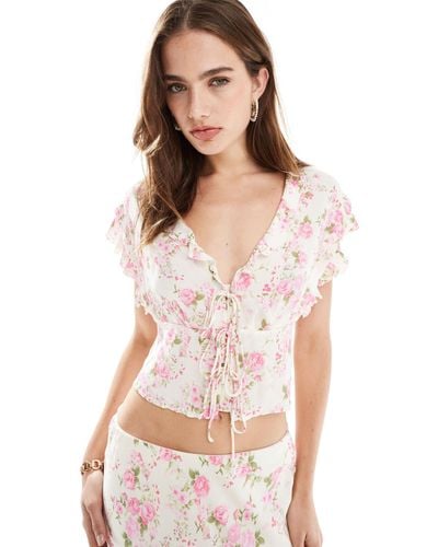Mango Floral Printed Co-ord Top - White