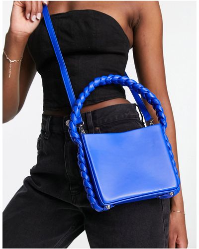 Glamorous Mini-handtas Met Geweven Handvat - Blauw