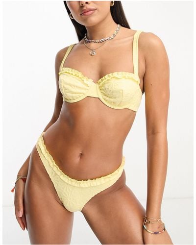 Miss Selfridge – frottee-bikinihose - Gelb