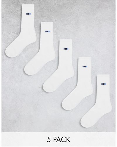 Jack & Jones 5 Pack Socks With Flag Print - White