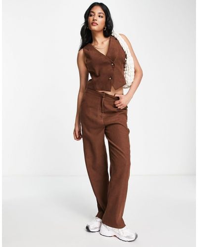 Lola May Tailored Pants Co-ord - Brown